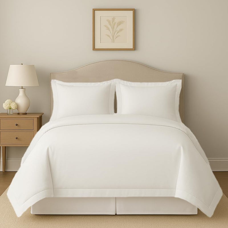 eBeddy Linens 800 Thread Count Ultra Silky Soft Egyptian Cotton Oversized King 120x98 Size 3-Pieces Duvet Cover Hidden Zipper Closer & Corner Ties Durable and Fade Resistant White Solid - Image 1